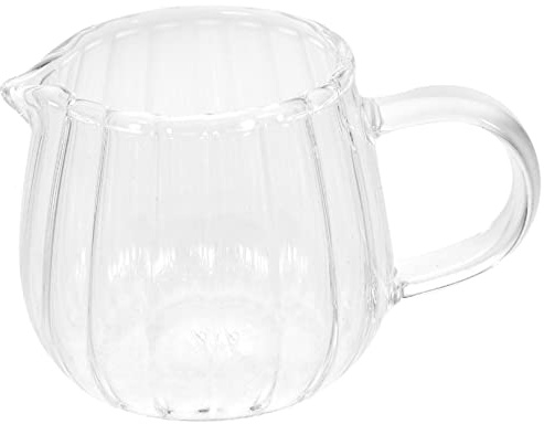 Brocca Graduata in Vetro Striata 60ml con Beccuccio | Mini Brocca Latte per Ristoranti e Casa, Facile da Pulire, Formato Compatto da 1 Pezzo