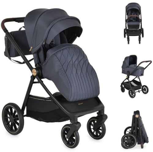 Cangaroo, passeggino combinato Celebrity 2 in 1 Ammortizzatori Ruote in PU, colori:grigio scuro