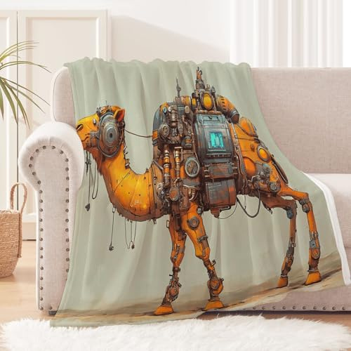 couvertures, plaids et boutis 150x200 cm Machines à Chameaux plaid fauteuil Couverture légère et douce en polyester pour lit canapé camping voyage bureau, chaude pour usage quotidien EM2130-3601