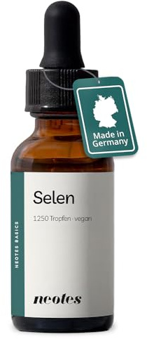 neotes Gotas de selenio – 200 µg por día – 50 ml durante 625 días – Selenito de sodio premium para sistema inmunológico y tiroides – Biodisponible, vegano y probado en laboratorio