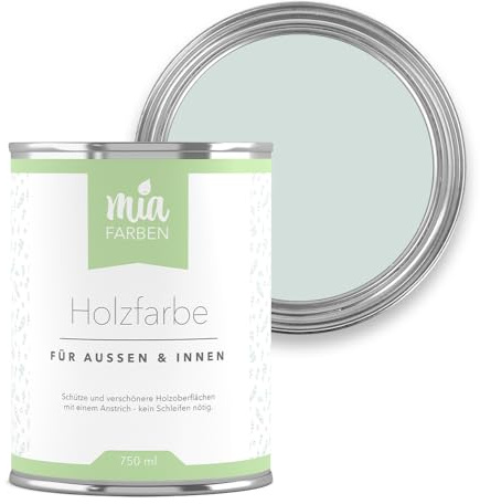 miafarben Holzfarbe ohne Schleifen matt 750ml (Leiser Waldhauch) | Wetterfeste Holzfarbe für außen und innen, hochdeckend und wasserbasiert, für Möbel, Türen, Zäune und Gartenhaus