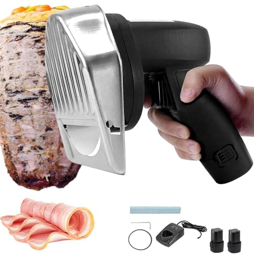 Couteau électrique sans fil for shawarma, döner kebab et kebab, 80 W, rechargeable et portatif, idéal for découper kebab turc, agneau et dinde.(Wave Blade)