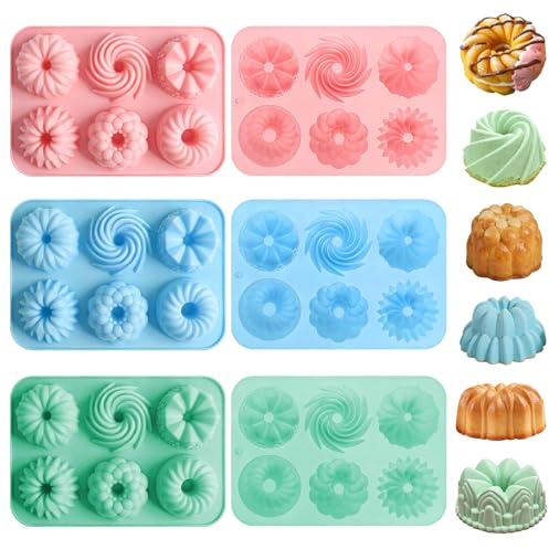 VUTYNKO Gugelhupfform silikon, 3 stycken silikonbakformar återanvändbara, mini muffinsform silikon med non-stick beläggning för kex bagels muffins