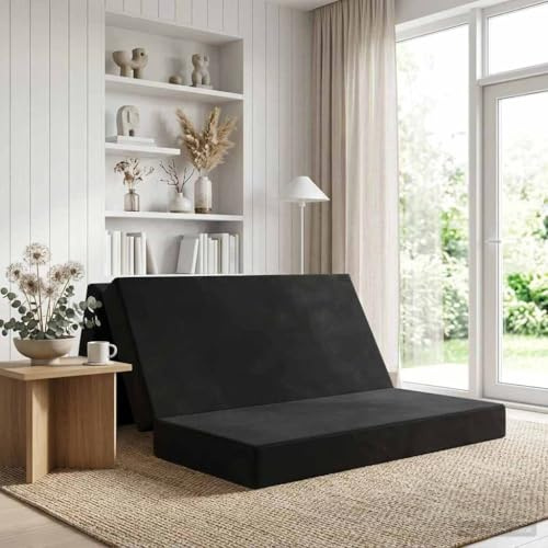 Kangardius Fällbar soffa säng 160 x 67 x 45 cm svart, multifunktionell soffa med justerbar mekanism, ventilerande polyesteröverdrag, platsbesparande sovlösning för litet sovrum