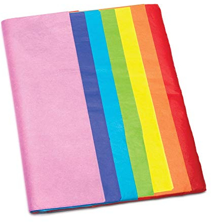 Baker Ross Carta velina in colori arcobaleno (28 pezzi), 7 diversi colori arcobaleno per confezionare e decorare, ideale per i bambini per il fai da te e la progettazione, materiale fai da te per