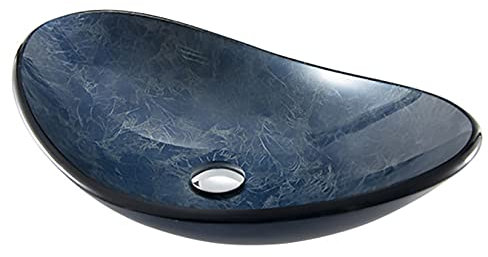 XMZFQ Badezimmer-Behälter-Wannen Moderne Glas-Bassin-Wannen Handgemachte Künstlerische Glasschüssel Waschbecken mit Einbauring und Pop-up-Drain,A