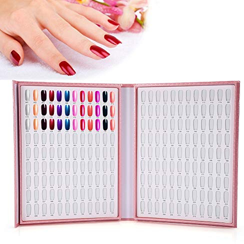 Nail Color Chart Display, Professional Salon Nail Gel Polish Display Chart Book Nail Gel Color Swatches Nail Art Showing Board Nail Polish Color Card Board 216 Colors (Pink)