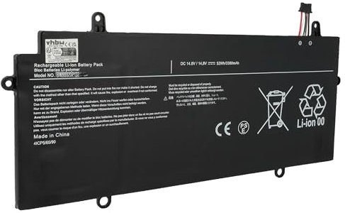 vhbw Batería Recargable Compatible con Toshiba Portege Z30-C-154, Z30-C-155, Z30-C-157, Z30-C-15D Notebook (3350 mAh, 14,8 V, polímero de Litio)