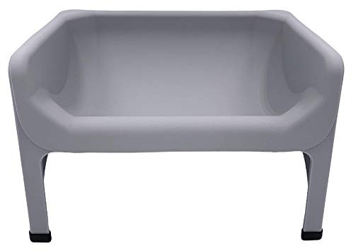 Fluff Trough Elevated Dog and CAT Feeder, Gray, X-Large