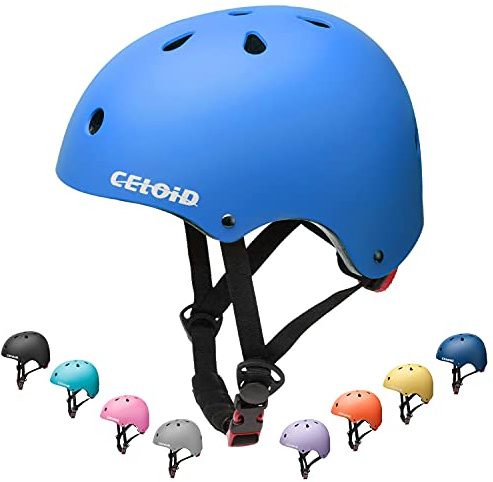 CELOID Kids Bike Helmet,Youth Skateboard Helmets for Ages 8-10-14 Years Boys Girls,Adjustable Multi-Sport Bicycle Skateboarding Football Roller Skating Scooter Rollerblade Balance Bike Helmet,Blue