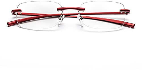 ZUVGEES Randlos Metall Blaulichtfilter Lesebrille für Herren und Damen mit Federscharnier Lightweight Anti-blaue Computerbrille