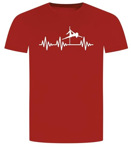 Herzschlag Poledance T-Shirt - EKG Pole Dance Tanzen Stange Striptease Rot M
