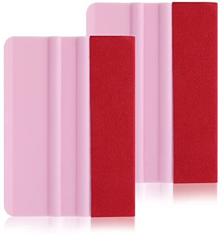 2 rasquetas de vinilo con borde de fieltro para eliminar burbujas, rasqueta de 4 pulgadas con paño de fieltro suave para envoltura de coche, tinte de ventana y papel pintado
