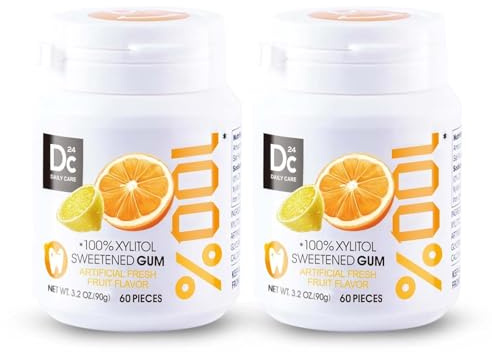 DC24 DAILY CARE 100% Xylit Kaugummi Frucht, zuckerfrei & vegan, 120 Stück | Schützt vor Karies, ohne Titandioxid & Aspartam. Zahnfreundlich, frischer Atem. Ideal für unterwegs.