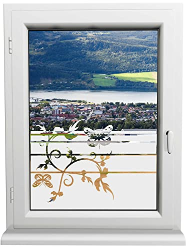 INDIGOS UG - Glasdekorfolie - Schmetterling - Sonnenschutz H50Line - Sichtschutzfolie - Fensterfolie - für die Küche, Bad ans Fenster, Sichtschutz - selbstklebend - matt - für Bad