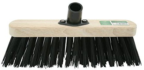 2 X 12 Wooden Stiff Black Bristle Hard Yard Brush Broom Head Cleaning Sweeping