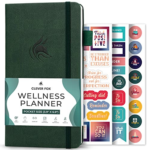 Clever Fox Wellness Planner & Food Journal Small Forest Green