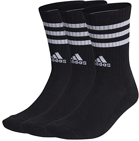adidas 3 Stripes Socks Socken 3er Pack (43-45, Black/White)
