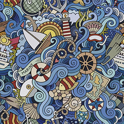 HEKO PANELS Stoff Oxford wasserdicht, Comics Marine, 1 Meter 155 x 100 cm | Dekostoffe zum Nähen und Handwerken, blickdichte Möbelstoffe, Nähstoffe DIY, als Meterware erhältlich