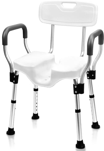Sangohe Shower Chair - Shower Chairs for Inside Shower - U-Shape Seat Heavy Duty Shower Seat - Shower Chairs with Arms for Handicap - Wide Shower Seats for Elderly - Shower Chair for Bathtub, 796E