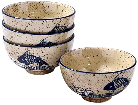 Japanische Reisschalen, 4er-Set, Keramik-Reisschale, Sushi-Schalen für Suppe und Reis, Sushi (YL)