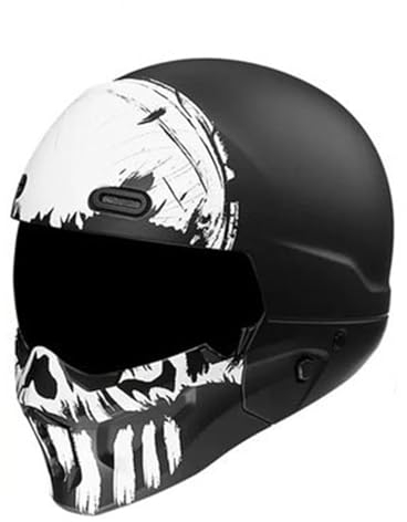 Vintage Motorrad Lokomotive Helme Mit Schwarzem Visier, Integralhelme Herren Damen, Motorradhelm DOT/ECE-Zugelassen, Motocrosshelme Für ATV UTV ( Color : D , Size : XXL=63-64cm )