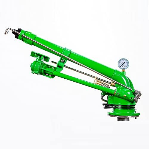 Impulse Impact Water Sprinkler with Pressure Gauge, 2 Agricultural Turbine Vortex Rod Water Sprayer, 360° Rotary 29-57m Water Range, for Farms, Orchards, Forestry