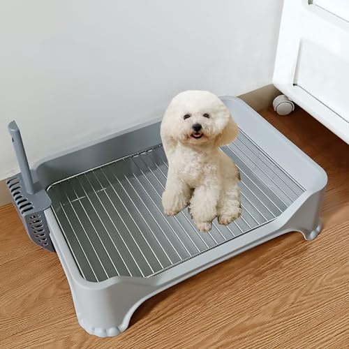 Hundeklo für Zuhause, Balkon-hundetoilette, Welpen-Toilettentraining, Abnehmbare Indoor-Mesh-Töpfchen-hundeklo (Color : Grey)