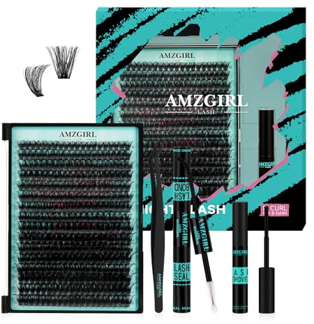 Lash Extension Set 320 Stück DIY Wimpern Extensions Set Cluster Lashes Wimpernkleber und -versiegelung, Wimpernentferner Wimpern-Applikator für Wimpernverlängerungen (80D, D-Mix10-16mmKit)