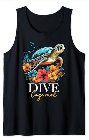 Dive Cozumel Mexiko Meeresschildkröte Taucher Souvenir Tank Top