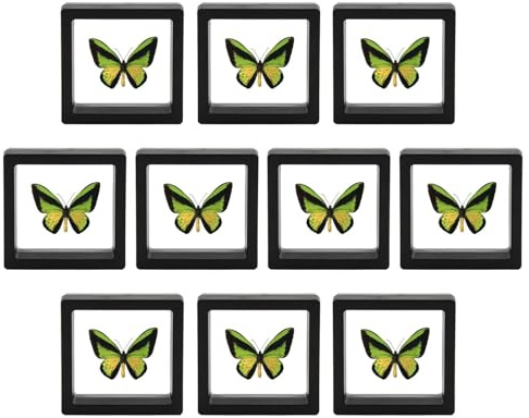 Monozoz - Juego de 10 marcos flotantes, expositores flotantes, exhibición de muestras, expositor de marco flotante para joyas, medallones, monedas de desafío para monedas, medallones AA,joyas