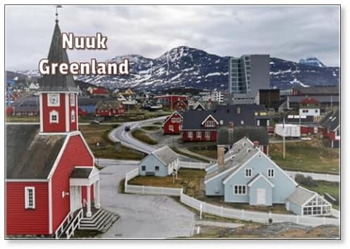Kühlschrankmagnet, Motiv: Bunte Nuuk-Stadt, Hauptstadt Grönlands, Design 1