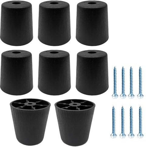 pafnisoin Möbelfüße schwarz 8 Stück Möbelbeine Rund Ø 50/40 mm x H 50 mm Schrankfüsse Kunststoff Füße für Möbel Sofa Füße mit 8 Schrauben für Schrank, Sofa, Stuhl