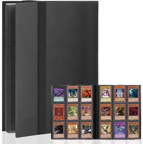 FYSL Sammelkartenalbum 360 Fächer Transparent | Wasserdichtes Sammelalbum für Pokémon Karten | Profi-Ordner für TCG/CCG Karten | Geschenk für Sammler, Kinder (Schwarz)