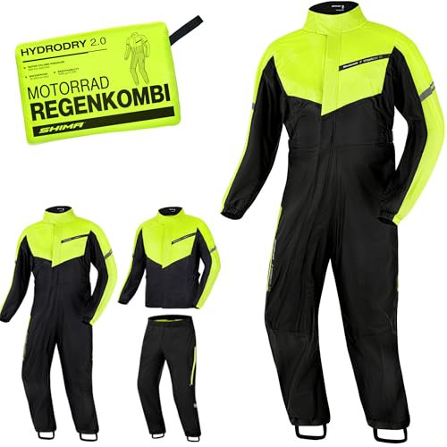 SHIMA HYDRODRY 2.0 Combinaison Pluie Moto Imperméable Homme Femme Ensembles Respirant Réfléchissant Vetement Tenue Eau Protection (Combinaisons Unisex, Fluo, XS)