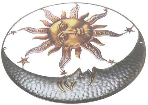 IWOWHERO Metall Wandkunst Mit Mond Und Sonne Ornament Außen Wanddekoration Aus Metall Für Garten Und Wandkunst-ornamente Für Wohnzimmer Und Schlafzimmer