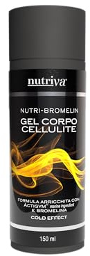 NUTRIVA Nutri-Bromelin Gel Corpo Cellulite, cosmetico ideale per la pelle colpita da ritenzione idrica ed inestetismi della cellulite. FORMULA ARRICCHITA CON ACTIGYM marine ingredient E BROMELINA