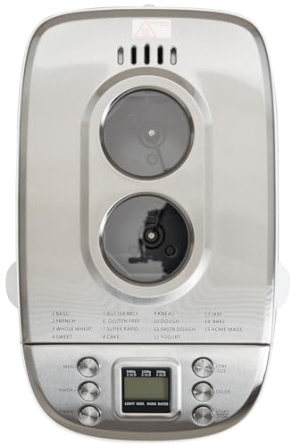 Happybuy 15-in-1 3LB Bread Maker, Gluten-Free, Whole Wheat, Programmable Digital Bread Machine, 3 Loaf Sizes, 3 Crust Colors, White, Nonstick Ceramic Pan