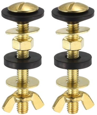 sourcing map 2Pcs Universal Toilet Tank to Bowl Screws Kit, Carbon Steel Heavy Duty Toilet Bolts with Nuts and Gaskets for Bathroom Toilet Repair and Mounting