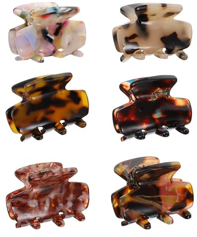 FRCOLOR 6 Pièces Pinces à Cheveux Imitation Écaille De Tortue Petites Griffes à Cheveux Créatives Barrettes Élégantes Épais Et Fins