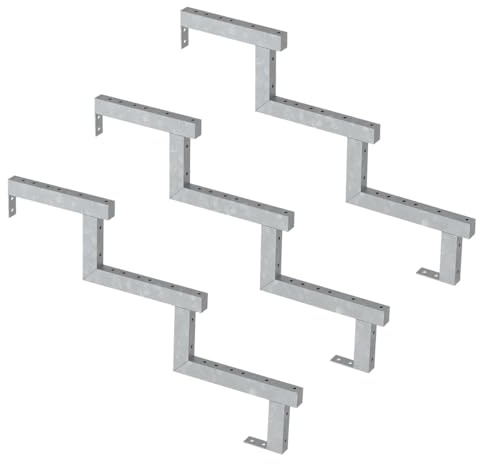 3er Set Stahl Treppenwange 3 Stufen - Option für Setzstufen-Höhe 51cm