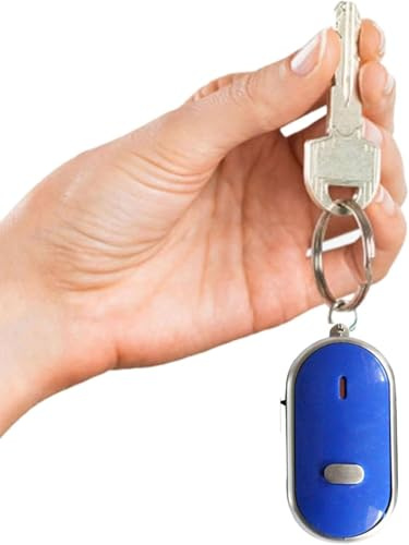 Whistle Key Finder, Beeping Keyfinder fob that makes noise, Voice Control Keychain Key chain Locator for Lost Keys, Smart Item Locator, Anti Lost Alarm LED Sound Keychain With And Flash Light (Blue)