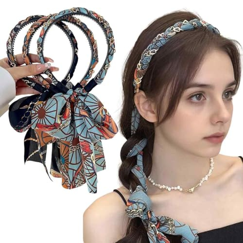 3 Stück Haarreifen Breit Stirnband Damen Schleife Haarband Rockabilly Kopfband Vintage Haarschmuck Kopfbedeckung für Mädchen Frauen