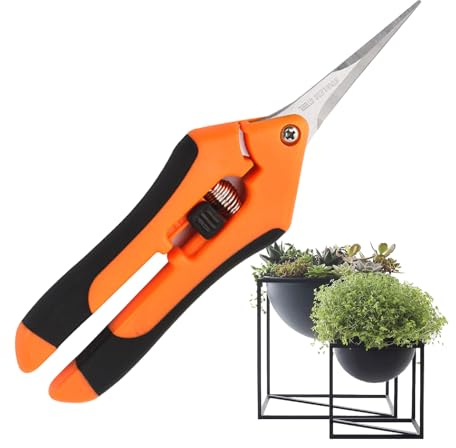 Ciseaux de jardin ergonomiques en acier inoxydable - Petits ciseaux de coupe pour fleurs, herbes et fruits - Pour le jardin léger - Tranchant pour des précises