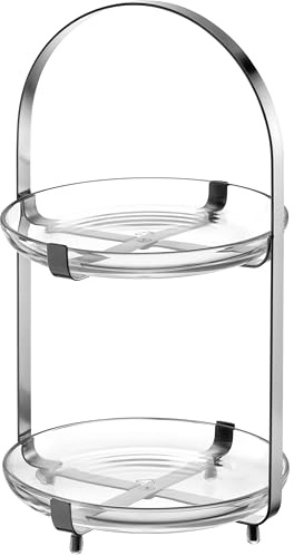LEONARDO HOME CUCINA våning • 1 styck • Modern glastallrik • för tårtor och aptitretare • eleganta våningar • för brunch och buffé • Tidlös design • för varje tillfälle • Höjd 32 cm • Silver • 025365