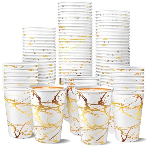 Lot de 74 Gobelets Carton 500ml - Gobelets Jetables Écologiques pour Café, Thé & Boissons (Chaudes/Froides) - Réutilisables, Recyclables - Convient pour Fête, Mariage, Événements, Bureau