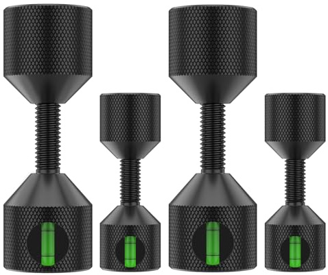 4Pcs Flange Aligners Set Aluminum Ergonomic 2 Hole Flange Alignment Pins with Built in Level for Mechanical Assemblies (Black)