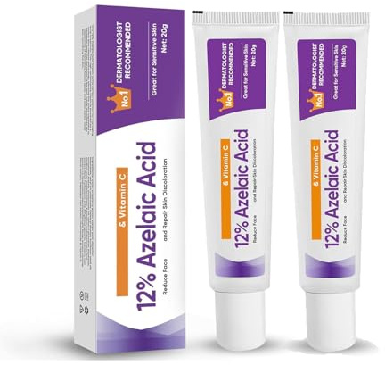 2 st 12% Azelaic Acid Serum, Azelainsyra Ansiktsserum, Mot Röda Fläckar, Anti-Finnar och Knölar, Förbättrar Tråkig Hud, för Alla Hudtyper