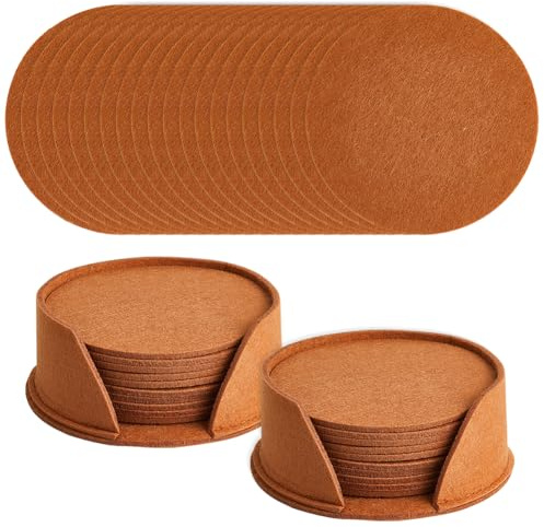 CREATCABIN 20 pz Sottobicchieri Bevande con Supporto Tappetino Tazza 4 Pollici Rotondi Resistente al Calore Assorbimento d'Acqua Sottobicchiere in Feltro Tazze Protegge I Mobili Sporco e Graffi 10cm