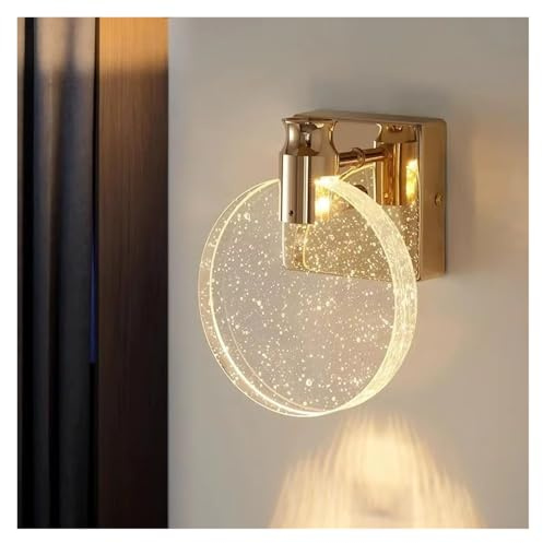Lámpara de pared redonda de lujo con burbujas de cristal para dormitorio, mesita de noche, minimalista, sala de estar, fondo de TV, iluminación moderna de pasillo, delicada